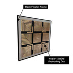 Golden Maze Wall Hand Paintings for Home (Comes With an Outer Floater Frame) (40x40 Inches)