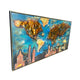 Golden World Skylines 100% Hand Painted Wall Painting (With Golden Outer Floater Frame frame) (27.5x55 Inches)