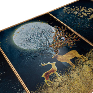 Golden Majesty Crystal Glass Painting - Set of 3