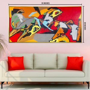 Shades of Imagination Hand Wall Painting For Home (Comes With an Outer Floater Frame)