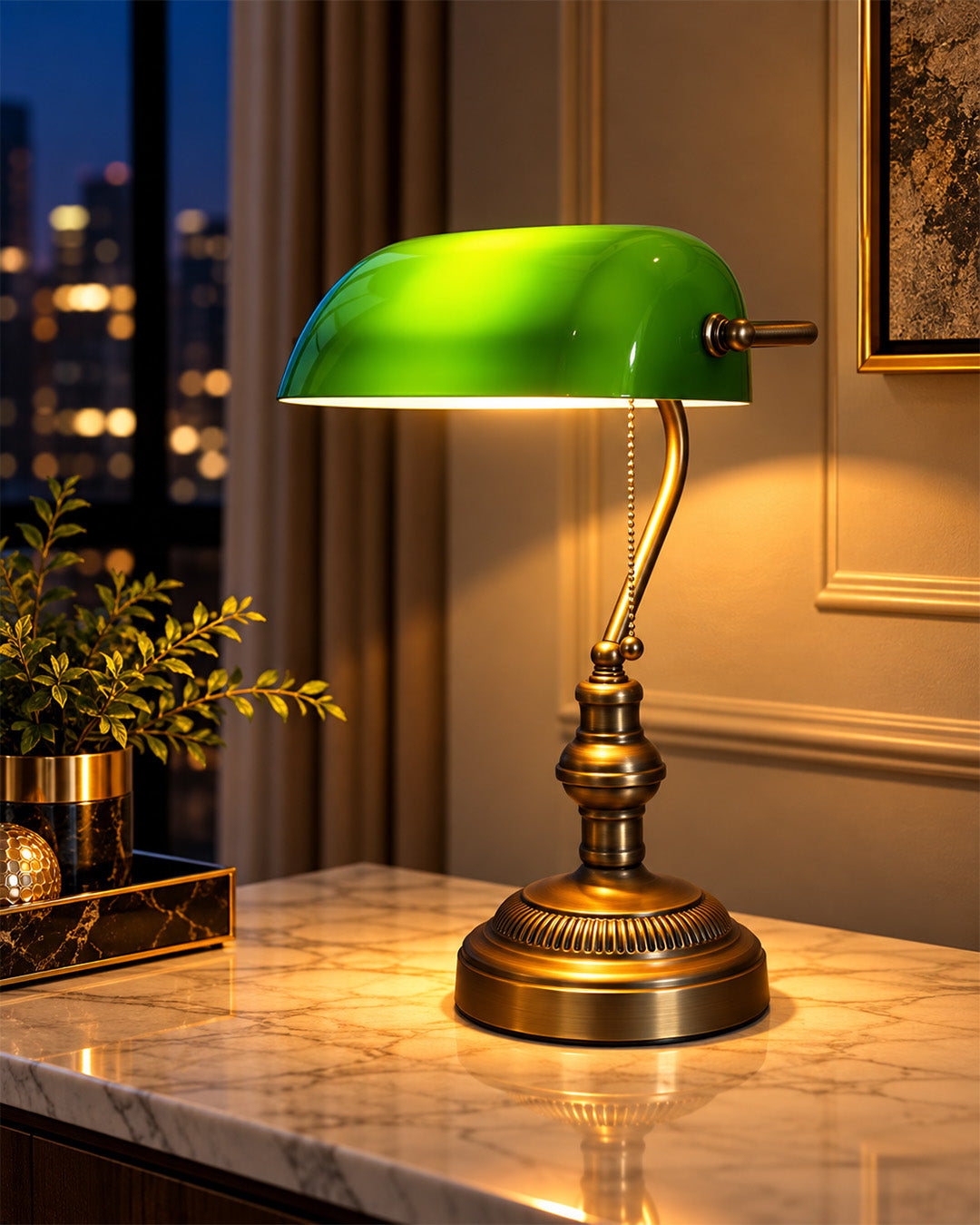 Vintage Library Antique Desk Lamp & Item for Home Decoration