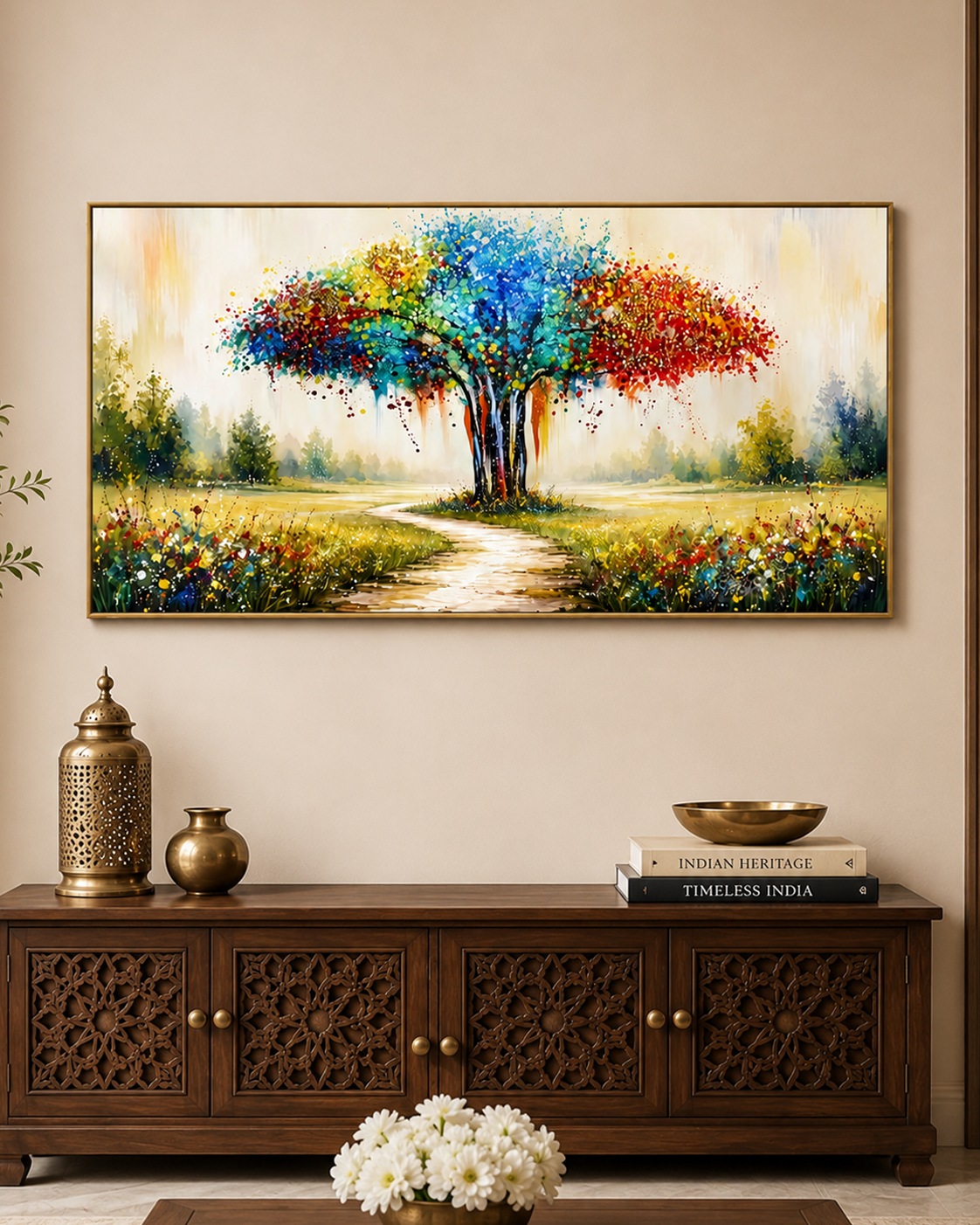 Tree of Colorful Dreams Crystal Glass Art Wall Painting For Home Décor