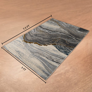 Seismic Waves Patterned Floor Rug (5x7.5 Feet)