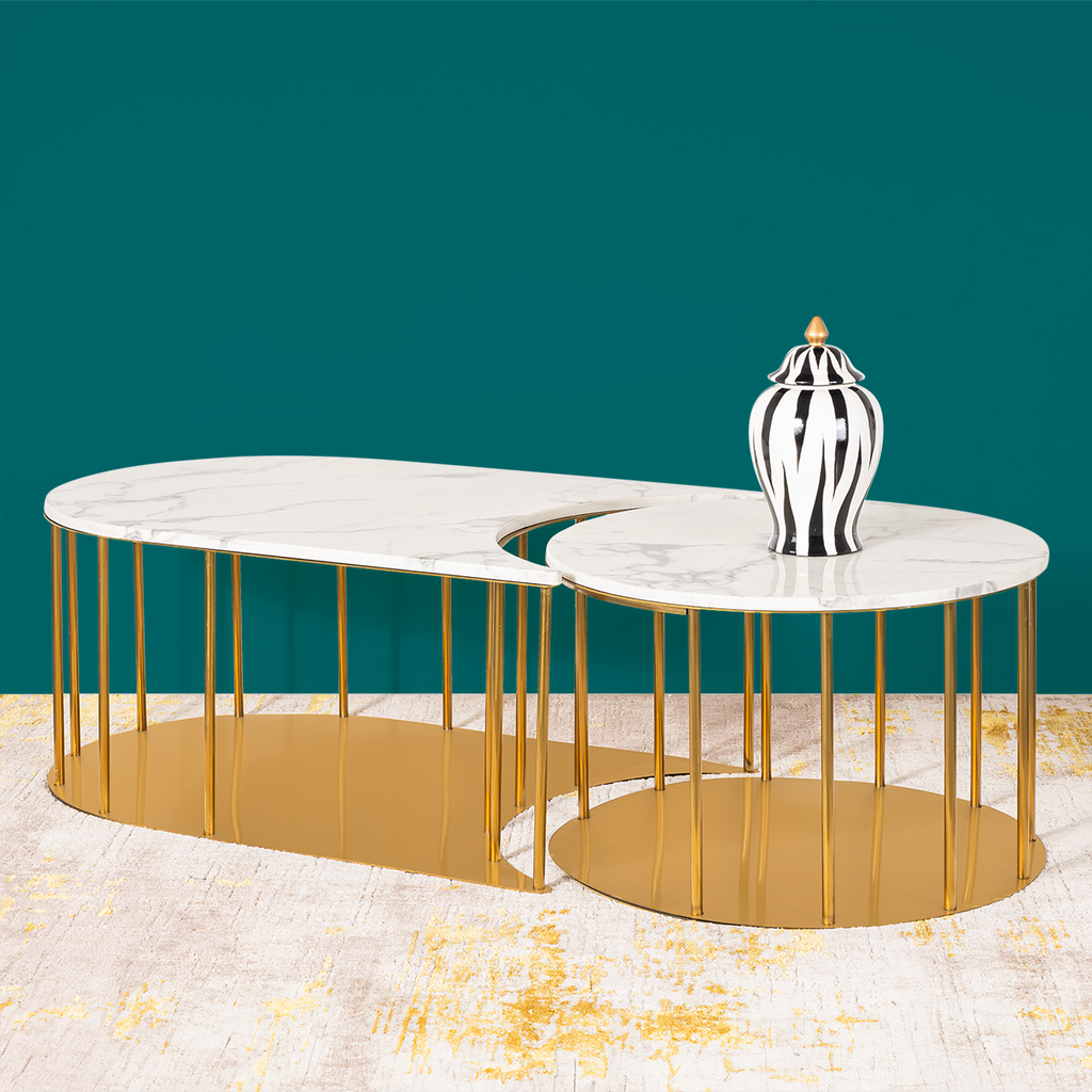 Aristocrat Aura Centre Table Design For Home - Set of 2 (Stainless Steel)