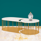 Aristocrat Aura Centre Table Design For Home - Set of 2 (Stainless Steel)