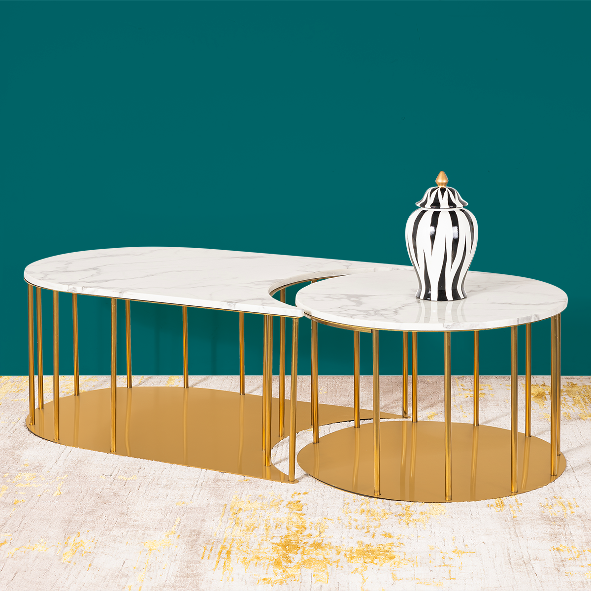 Aristocrat Aura Centre Table Design For Home - Set of 2 (Stainless Steel)