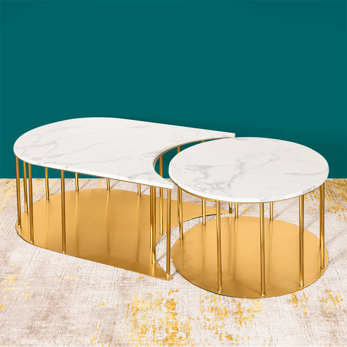 Aristocrat Aura Centre Table Design For Home - Set of 2 (Stainless Steel)