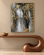 The Black and Gold Nile River Delta Abstract 100% Hand Painted Wall Decor Paintings for Home (With Outer Floater Frame) (48 x 36 Inches)