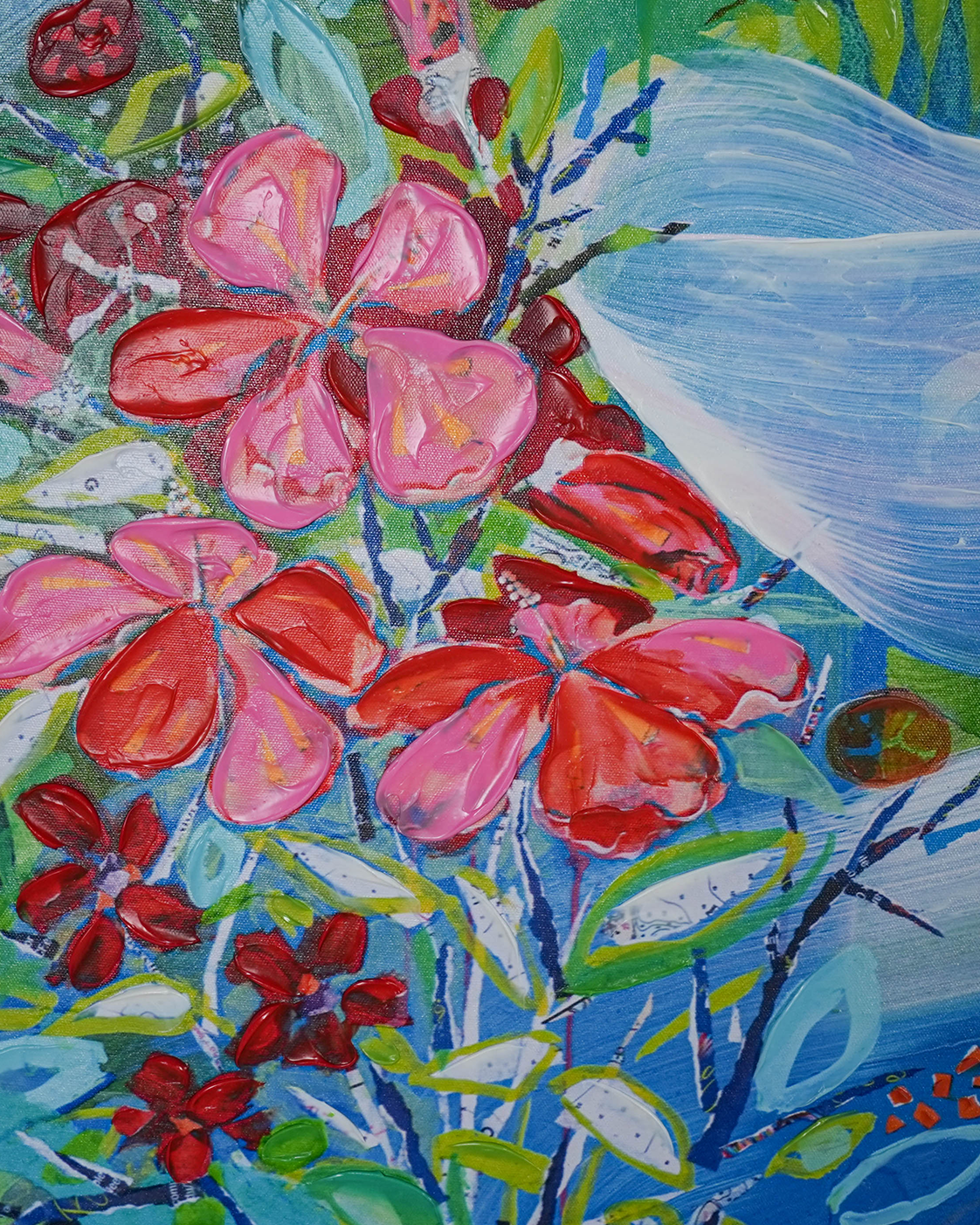 Where Flowers Wander by CLAIRE DESJARDINS 100% Hand Wall Painting For Home (With Outer Floater Frame frame) ( 27.5 x 55 Inches )