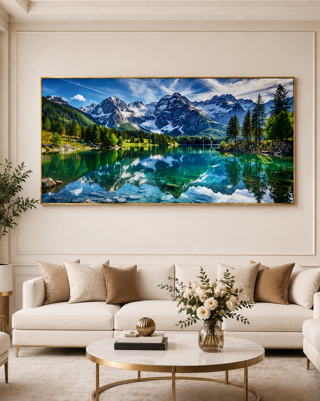 Emerald Lake Reflections Crystal Glass Art Wall Painting For Home Décor