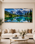 Emerald Lake Reflections Crystal Glass Art Wall Painting For Home Décor