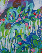 Where Flowers Wander by CLAIRE DESJARDINS 100% Hand Wall Painting For Home (With Outer Floater Frame frame) ( 27.5 x 55 Inches )