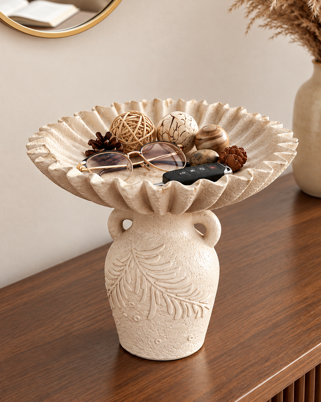 Floral Crest Decorative Bowl & Item for Home Deocoration - Grey