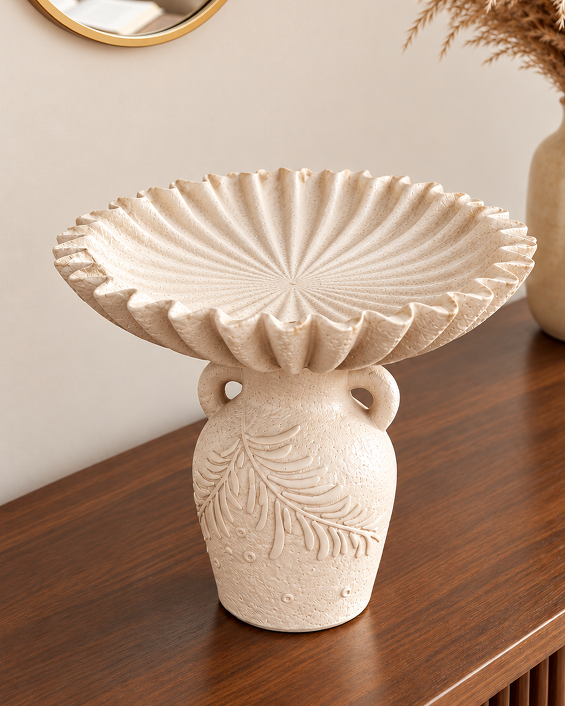 Floral Crest Decorative Bowl & Item for Home Deocoration - Grey