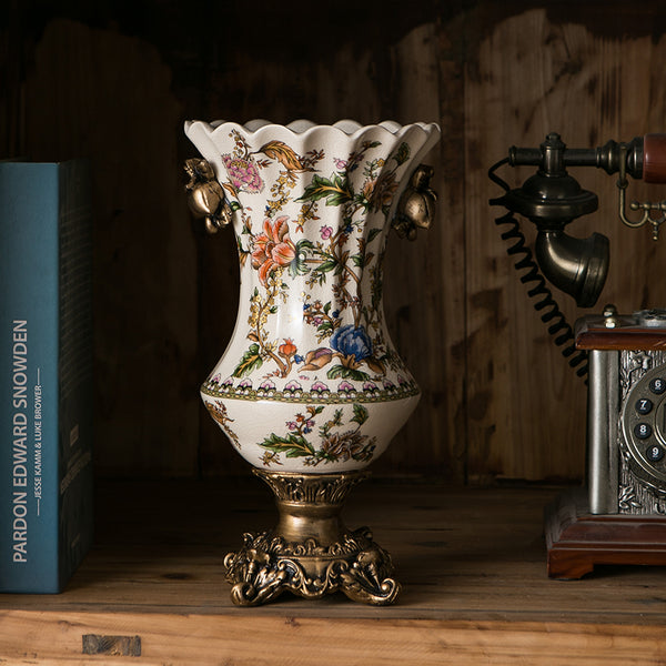 Emerald Opulence Decorative Ceramic Vase & Showpiece