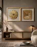 Sunburst Petals & Gilded Garden Escape Shadow Box Wall Decoration Piece - Set of 2