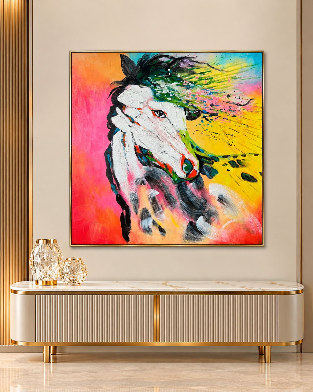 The Third Eye Awakening 100% Hand Painted Colorful Wall Painting for Home Wall (40 x 40 Inches)