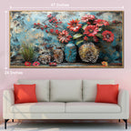 Vase of Crimson Blossoms Crystal Glass Painting & Wall Decoration Items