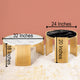 Olympian Grandeur Centre Table Design For Home (Stainless Steel) - Set of 2 (BLACK AND WHITE STONE COMBO)