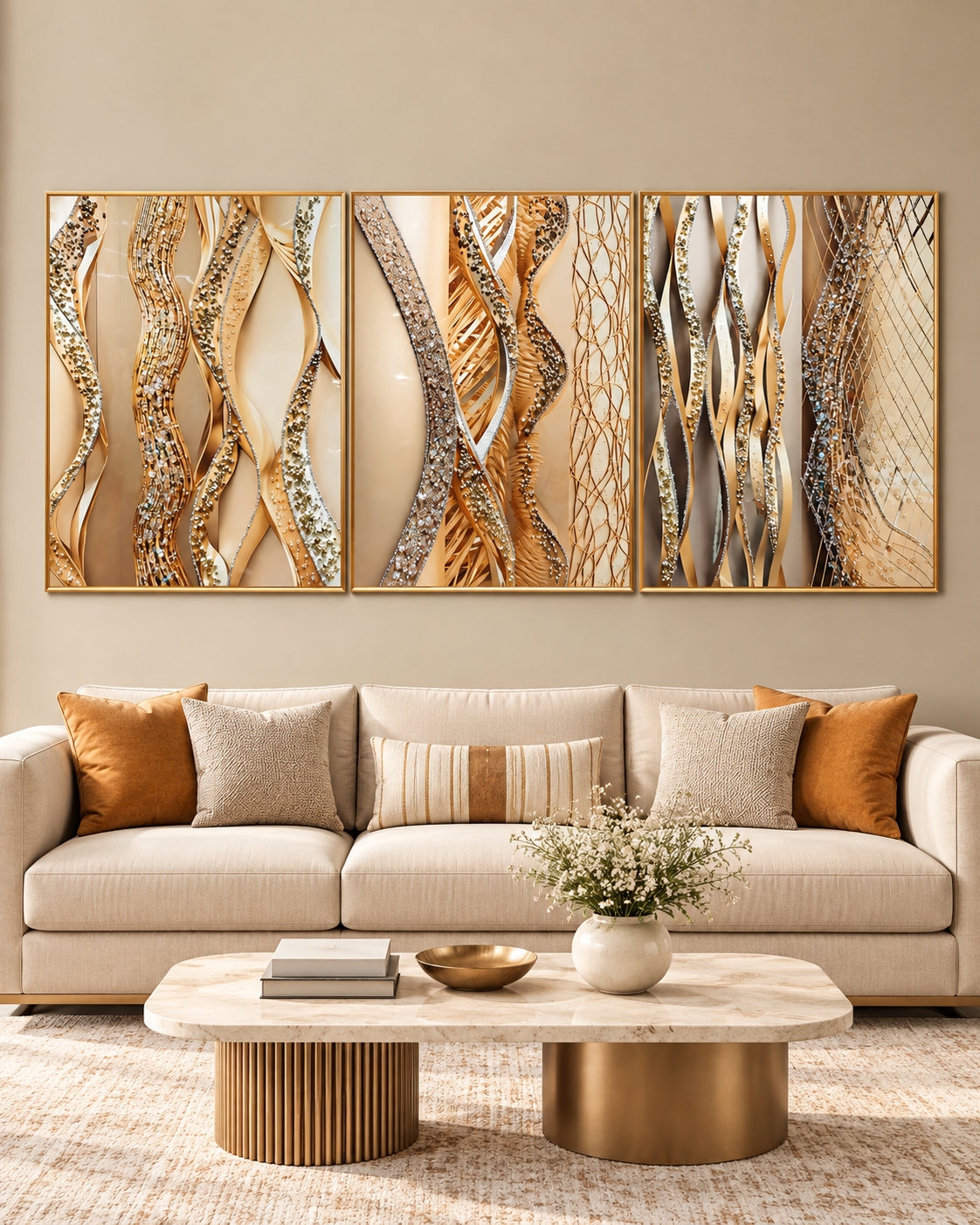 Rhythms of Texture Crystal Glass Wall Paintings abstract - Set Of 3