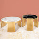 Olympian Grandeur Centre Table Design For Home (Stainless Steel) - Set of 2 (BLACK AND WHITE STONE COMBO)