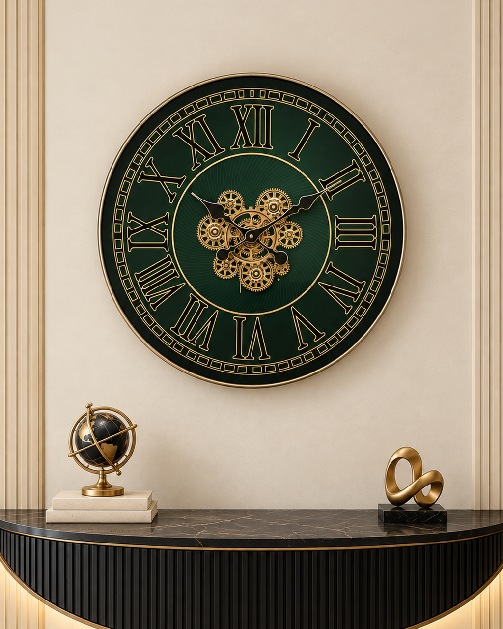 Crown Hour Luxury Designer Silent Movement Wall Clocks for the Home With Moving Gear Mechanism Buy Wall Clock Online (Steel Body)