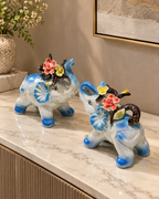 Royal Garden Elephant  Home Decoration Showpiece - Blue