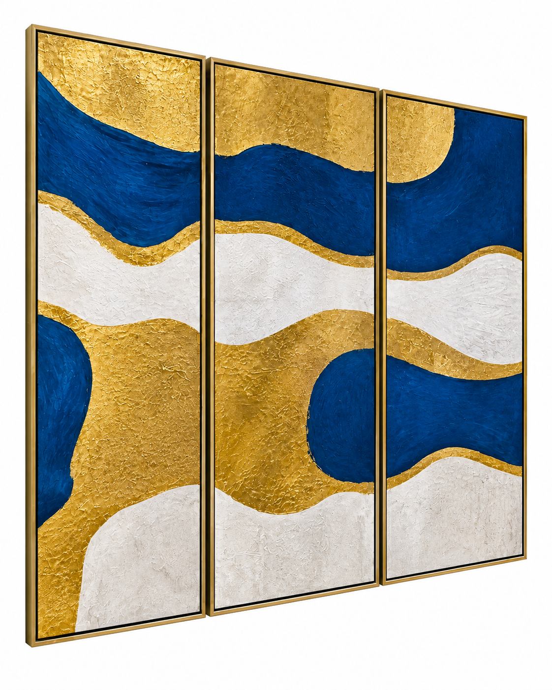 Flowing Horizons 100% Hand Painted Wall Painting (With Golden Outer Floater Frame frame)