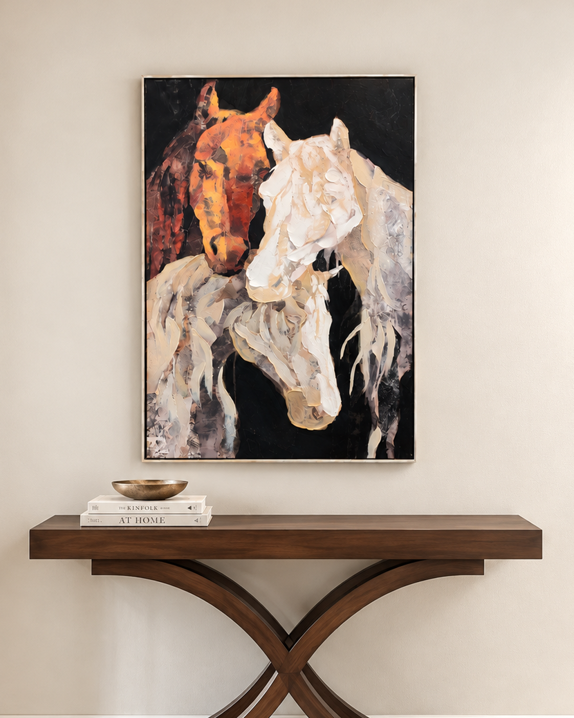 Strength in Stillness Hand painting for Home & Wall Decoration Item (With Outer Floater Frame) (47x31.5 Inches)