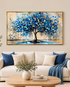 Tree of Tranquility 100% Hand Painted Wall Painting (With Golden Outer Floater Frame frame) (31.5x55 Inches)
