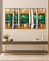 Autumn Reflections 100% Hand Painted Wall Painting (With Golden Outer Floater Frame frame) (27.5x55 Inches)