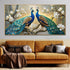 Dawn of the Peacocks Crystal Glass Decorative Colorful Wall Painting for Home Wall