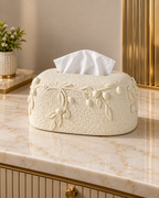 Botanical Relief Tissue Holder For Home - Beige