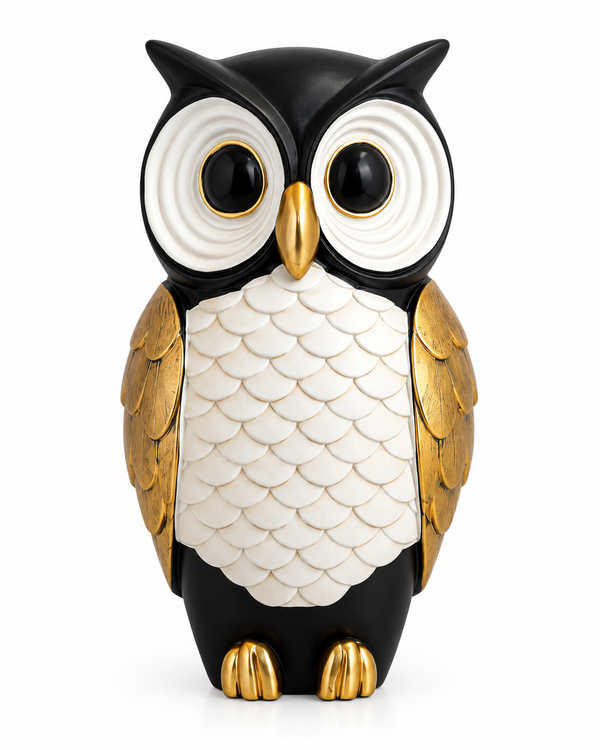 Golden Gaze Owl Home Decoration Showpiece & Items for Room Decoration - Medium