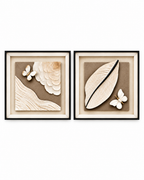 Butterfly & Bloom & Nature in Relief Shadow Box for Wall Decoration & Wall Art -Set of 2