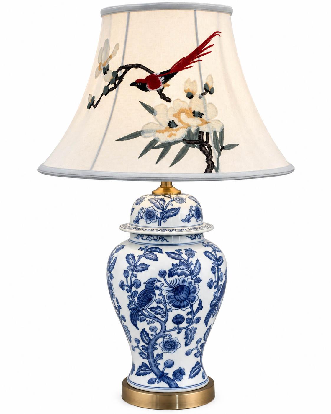 Porcelain Garden Designer Table Lamps for Living Room (Bird Shade)