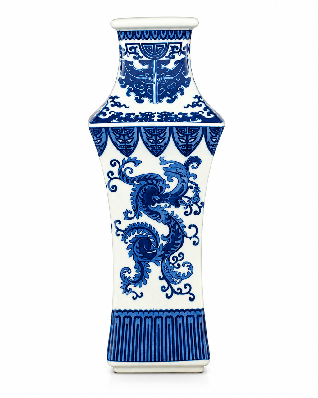 Dragon Scroll Decorative Vase & Showpiece for Home & Item for Home Decoration (Blue Pottery)