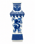 Dragon Scroll Decorative Vase & Showpiece for Home & Item for Home Decoration (Blue Pottery)