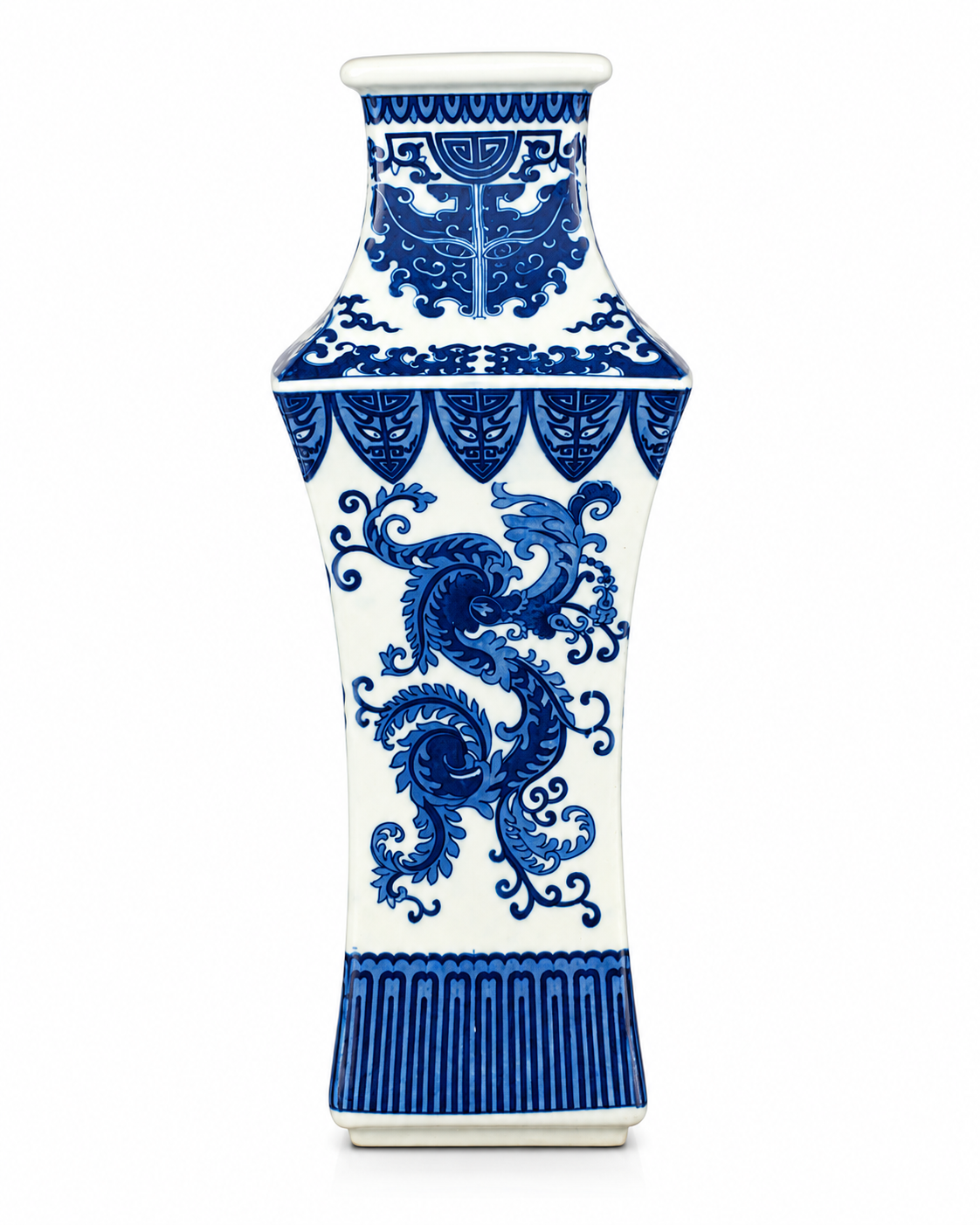 Dragon Scroll Decorative Vase & Showpiece for Home & Item for Home Decoration (Blue Pottery)