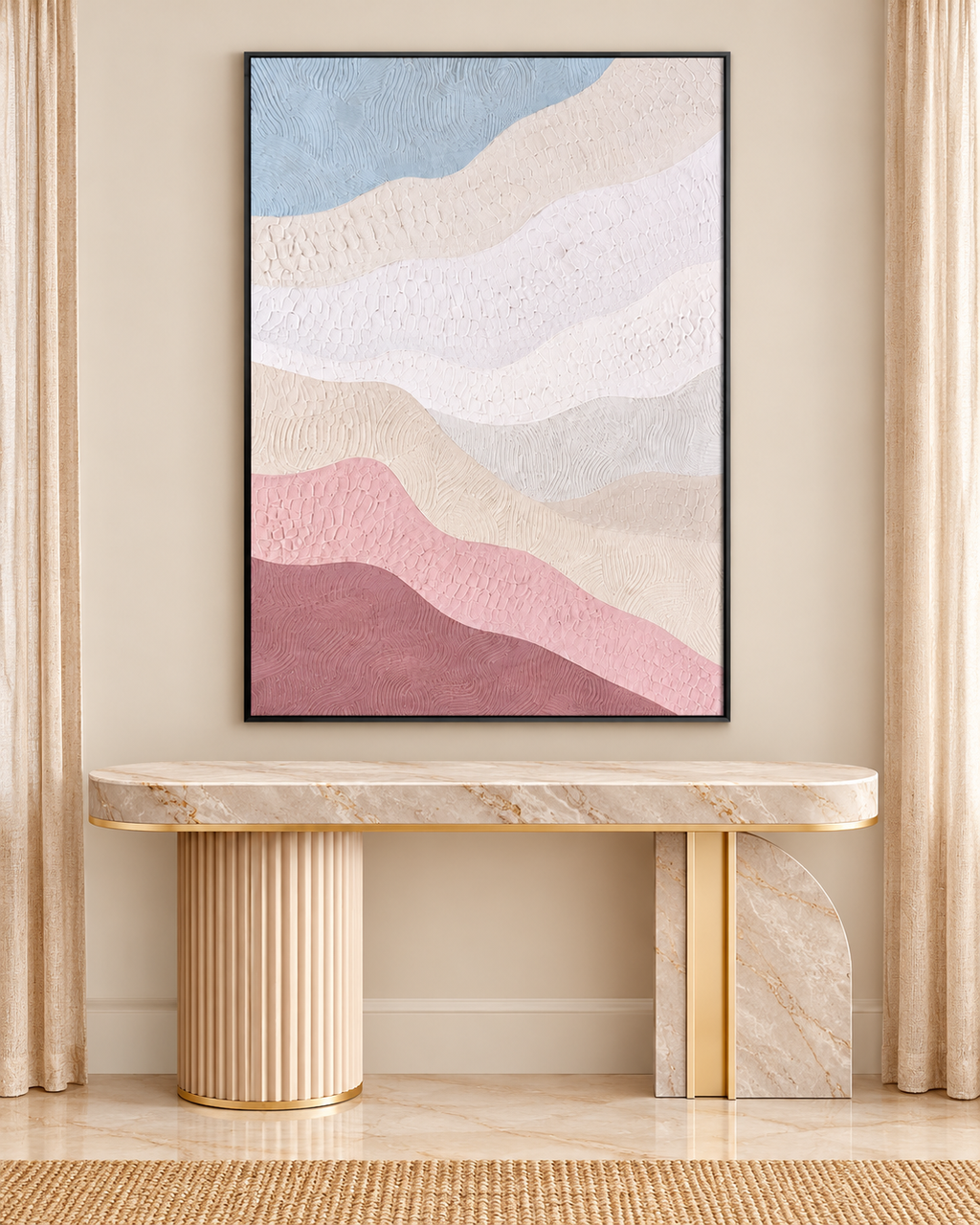 Waves of Expressio Wall Hand Paintings for Home ( 32 x 47 Inches ) (N)
