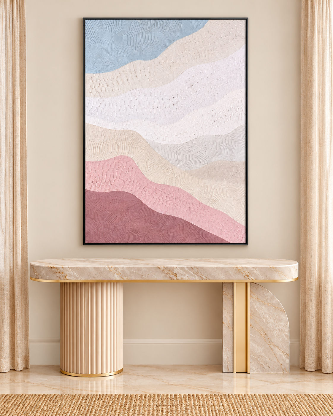 Waves of Expressio Wall Hand Paintings for Home ( 32 x 47 Inches ) (N)