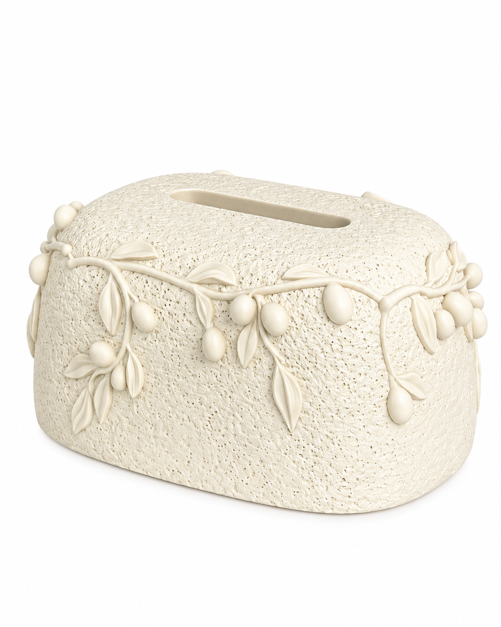 Botanical Relief Tissue Holder For Home - Beige