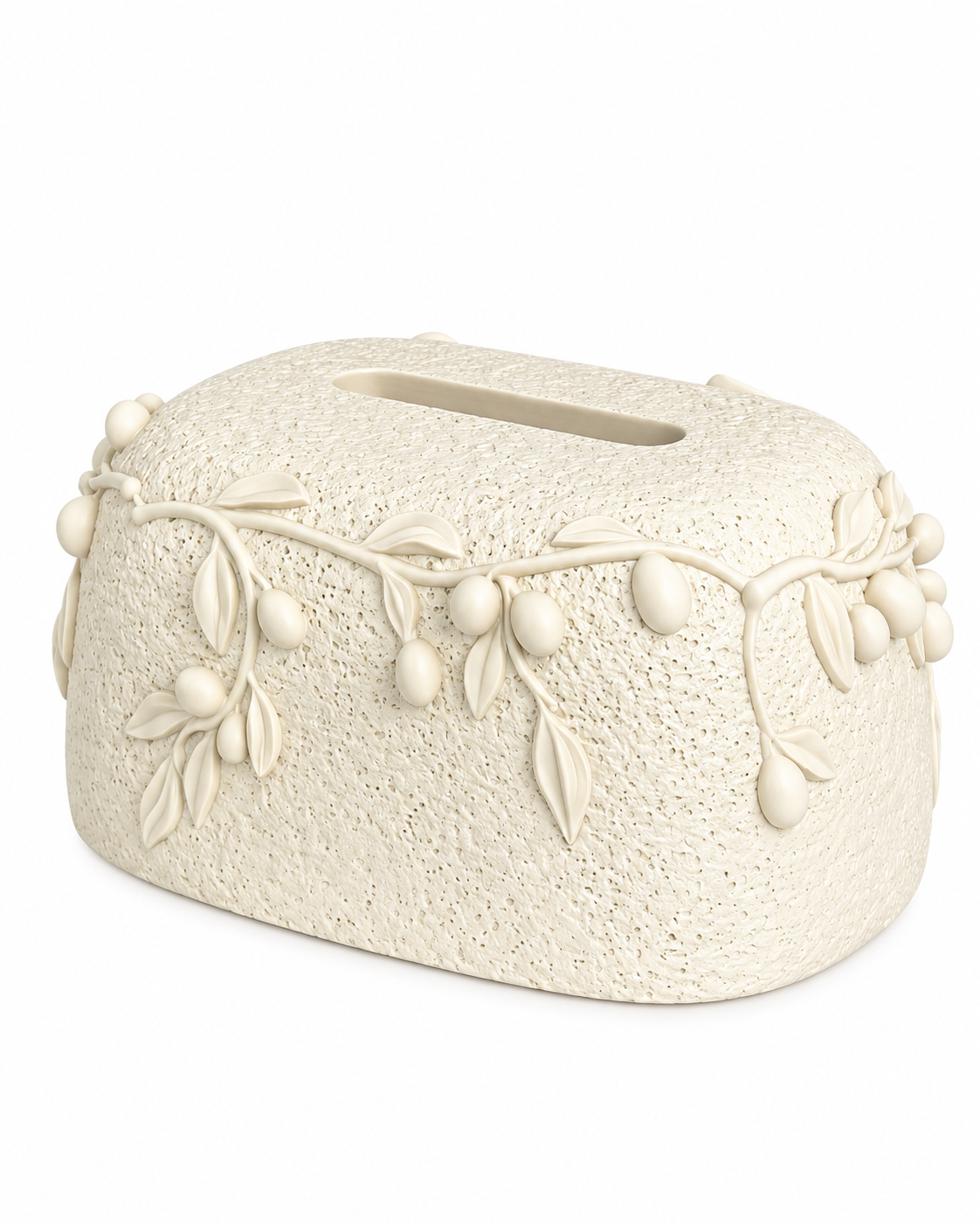 Botanical Relief Tissue Holder For Home - Beige