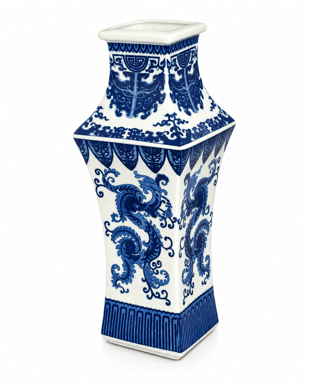 Dragon Scroll Decorative Vase & Showpiece for Home & Item for Home Decoration (Blue Pottery)