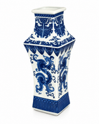 Dragon Scroll Decorative Vase & Showpiece for Home & Item for Home Decoration (Blue Pottery)