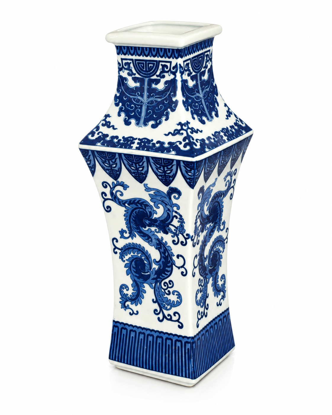 Dragon Scroll Decorative Vase & Showpiece for Home & Item for Home Decoration (Blue Pottery)