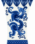 Dragon Scroll Decorative Vase & Showpiece for Home & Item for Home Decoration (Blue Pottery)