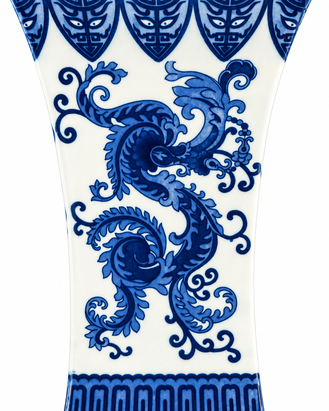 Dragon Scroll Decorative Vase & Showpiece for Home & Item for Home Decoration (Blue Pottery)