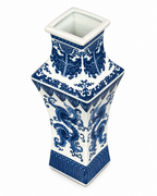 Dragon Scroll Decorative Vase & Showpiece for Home & Item for Home Decoration (Blue Pottery)