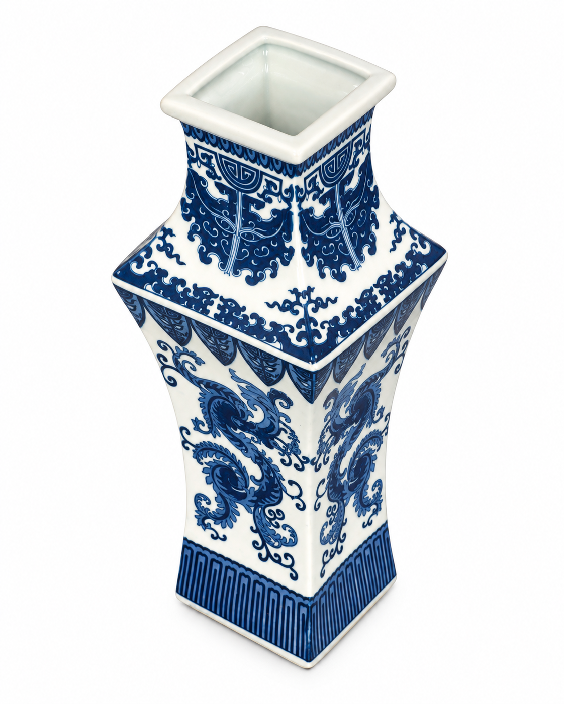 Dragon Scroll Decorative Vase & Showpiece for Home & Item for Home Decoration (Blue Pottery)